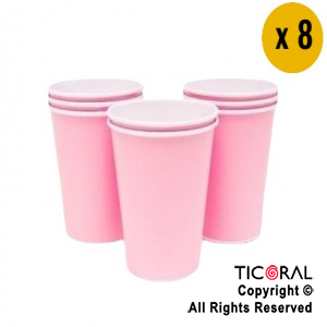 VASO POLIPAPEL 240CC ROSA PASTEL X 8